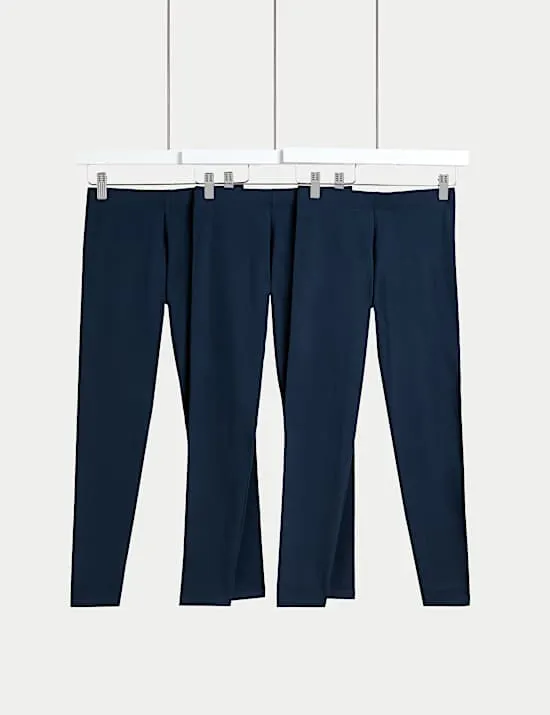 3 Pack Cotton Rich Plain Leggings (6-16 Yrs)