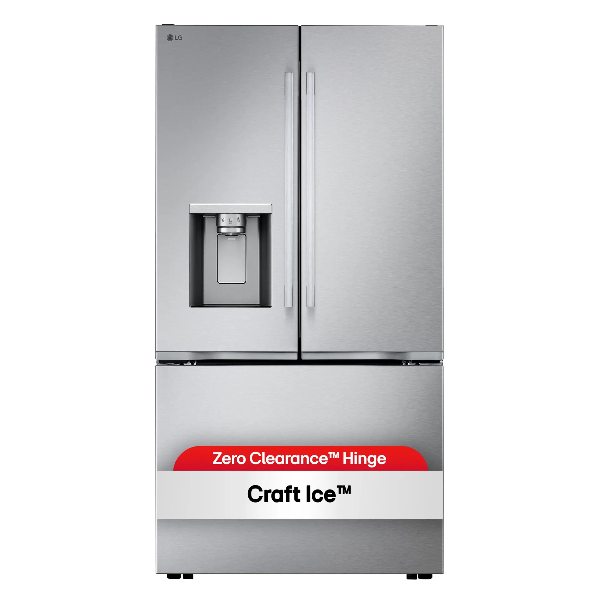 Counter-Depth Zero Clearance Craft Ice 23.7-cu ft 3 -Door 36-in Wide French Door Refrigerator with Dual Ice Maker ( PrintProof Stainless Steel ) ENERGY STAR Certified