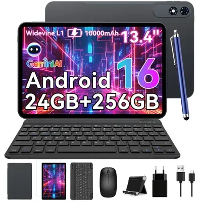 TABWEE T60Pro 13.4" Android 16 Tablet, 24GB(8+16)+256GB/2TB TF, 10000 mAh Akku, 2K Incell Display/120Hz/5G WiFi, Mit Hülle/Maus/Tastatur/Kabel-Headset