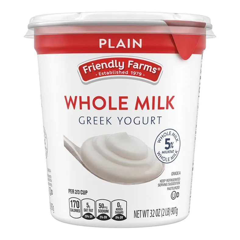 Friendly Farms Plain Whole Milk Greek Yogurt
