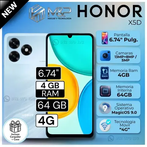 Celular Honor X5D 6.74" Pulg. 4GB RAM 64GB MagicOS 9.0 - Azul Marea