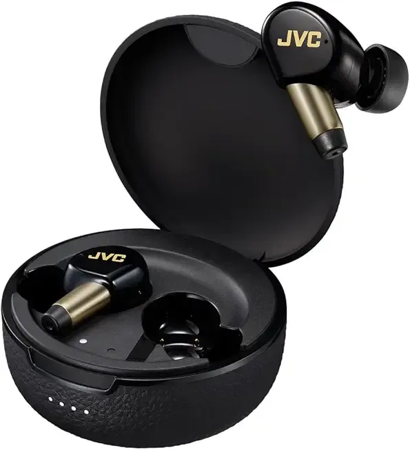 JVC Wood Masterpiece True Wireless Earbuds, Noise Cancelling, Stress Free Earpieces, AI Noise Reduction for Clear Calls, Dynamic Spatial Audio - HA-FW5100T-B (Piano Black)