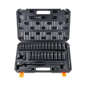 VEVOR Set di Bussole a Percussione da 1/2", Set da 33 Pezzi SAE 3/8"-1" Metrico 10-24 mm, Acciaio Legato Cr-V a 6 Punti per Riparazioni Auto, Marcatur