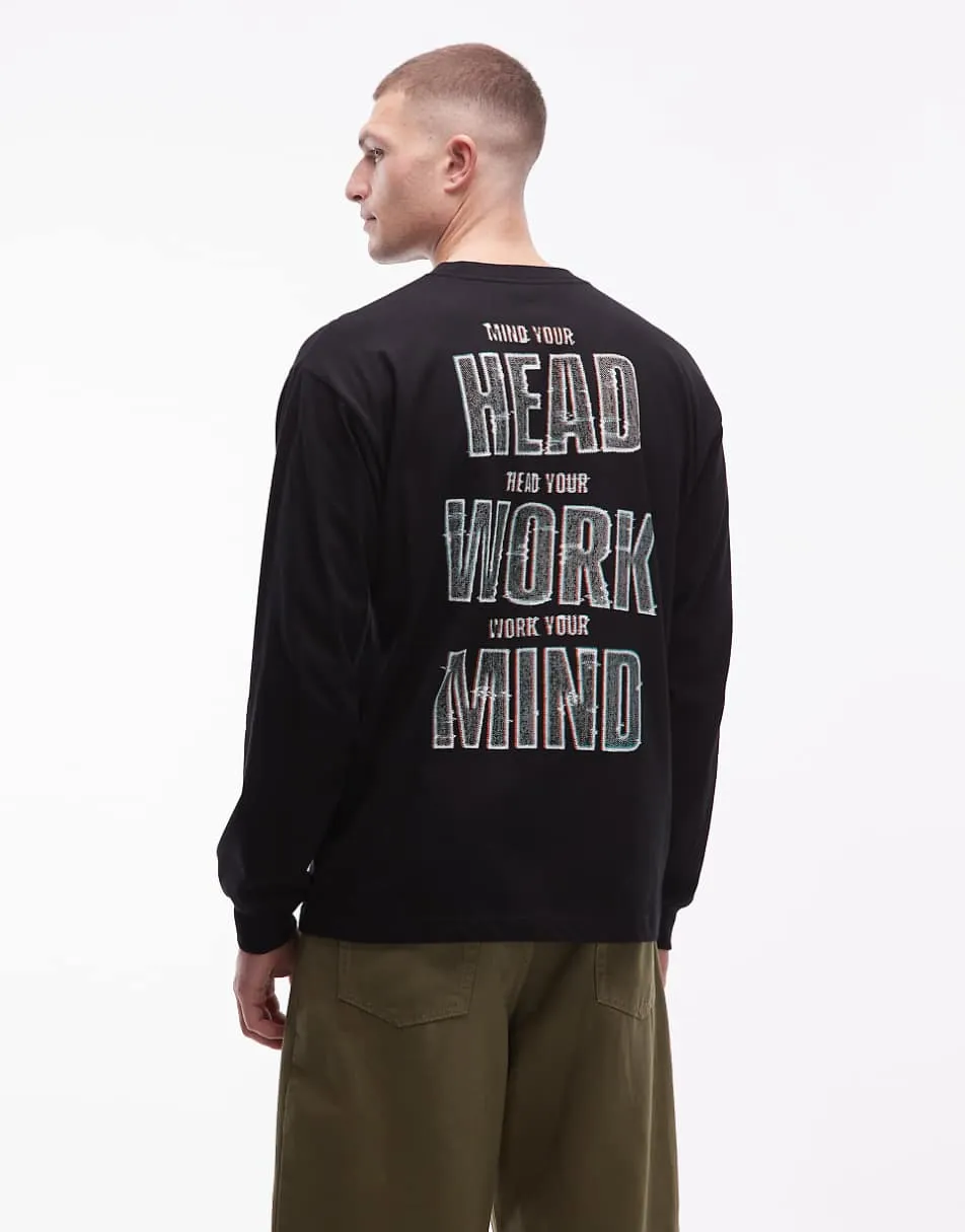 Carhartt WIP long sleeve oversized t-shirt in black with back print