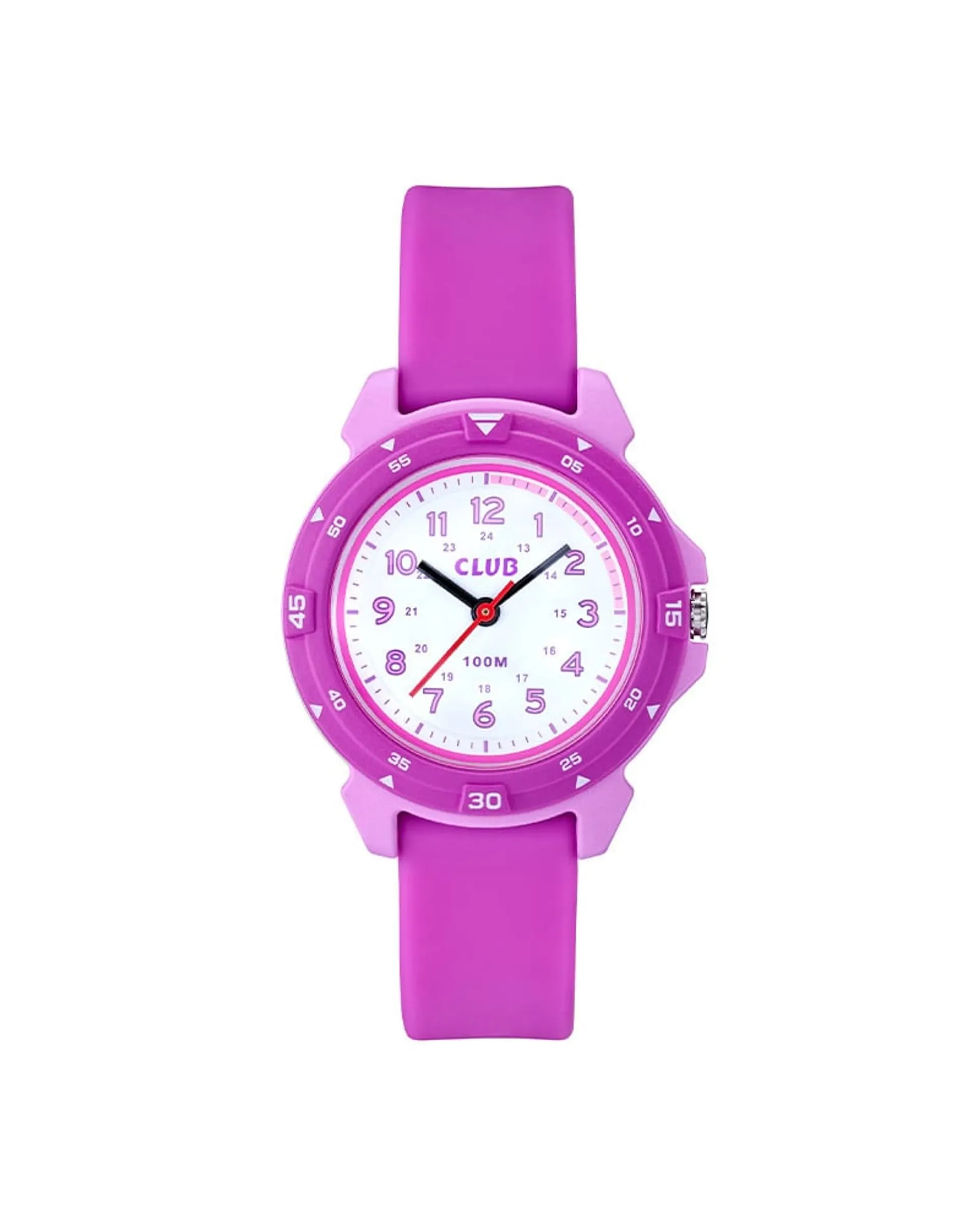 Sport barneklokke med lilla silikon rem (32mm)