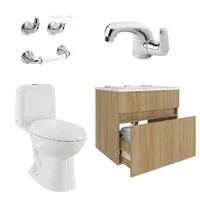 Combo Sanitario Cima Al Mueble Palermo Elevado 60 Grifería y Accesorios X 3 Corona