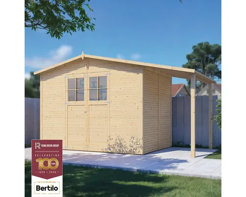 Přístřešek na nářadí Bertilo Fineline 4 se sedlovou střechou plus přístřešek 4x2 m