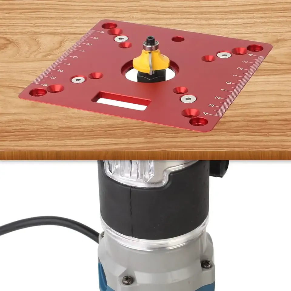 Aluminium Router Table Insert Plate,Mini Square Woodworking Benches Router Flip Plate,Multifunctional Trimming Engraving Table,055Red