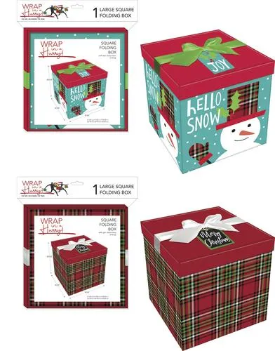 Large Square Folding Holiday Box - Assorted Styles