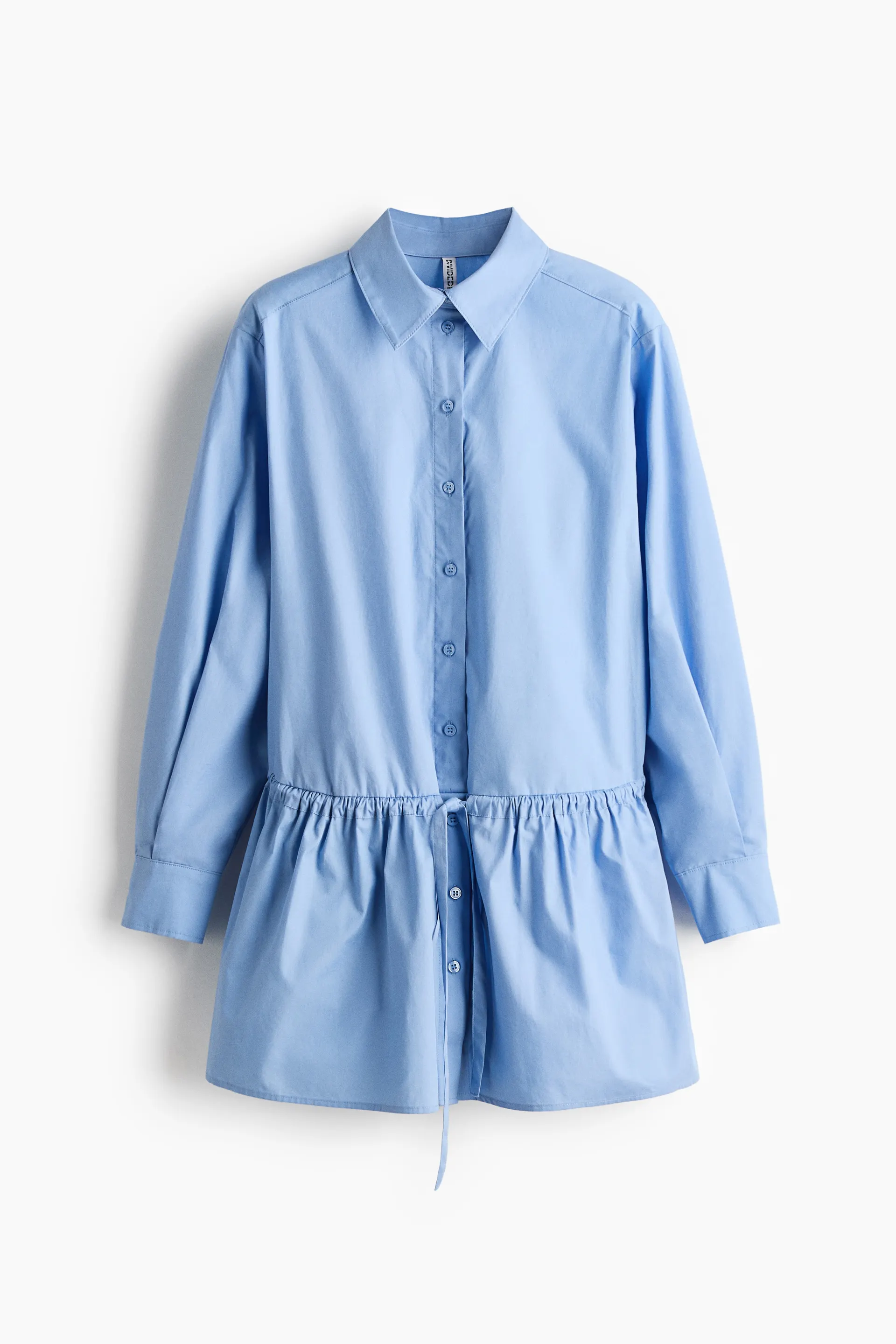 Vestido camisa en popelina con cordón de ajuste