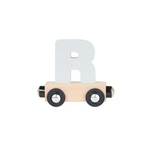 Lettre "R" wagon en bois - gris