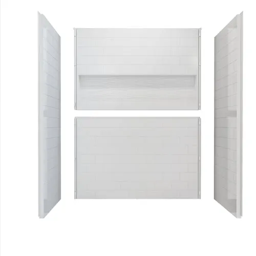 60 in. x 32 in. 4-Piece Direct-to-Stud Alcove Shower Wall Kit Set in White