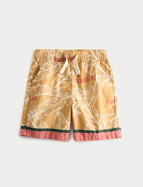 Shorts aus reiner Baumwolle mit Tropenmuster (2–8 Jahre)
