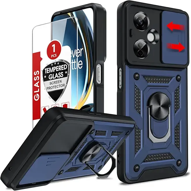 LeYi for OnePlus Nord-N30 5G Case: with Slide Camera Cover Screen Protector, Military-Grade Shockproof Protective Magnetic Ring Stand One Plus Nord N30 5G Cell Unlocked Phone Covers Funda fara, Blue