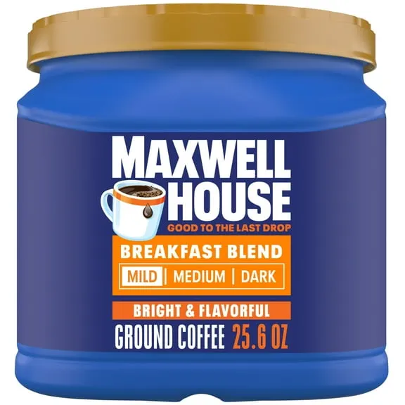 Maxwell House Breakfast Blend Mild Roast Ground Coffee, 25.6 oz Canister $14.47 56.5 ¢/oz