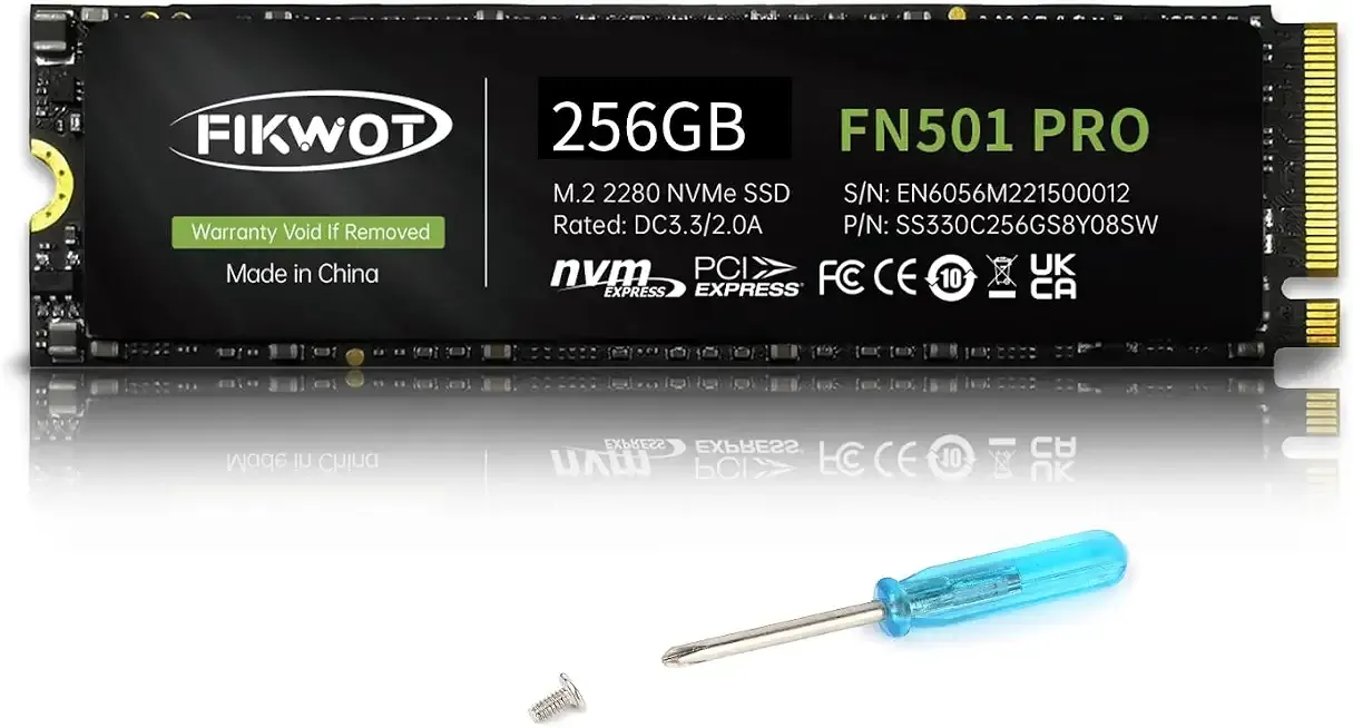 FN501 Pro 256GB NVMe SSD - M.2 2280 PCIe Gen3 x4 Internal Solid State Drive with Graphene Cooling Sticker, Up to 3,000MB/s, SLC Cache 3D NAND TLC, Compatible with Laptop & PC Desktop