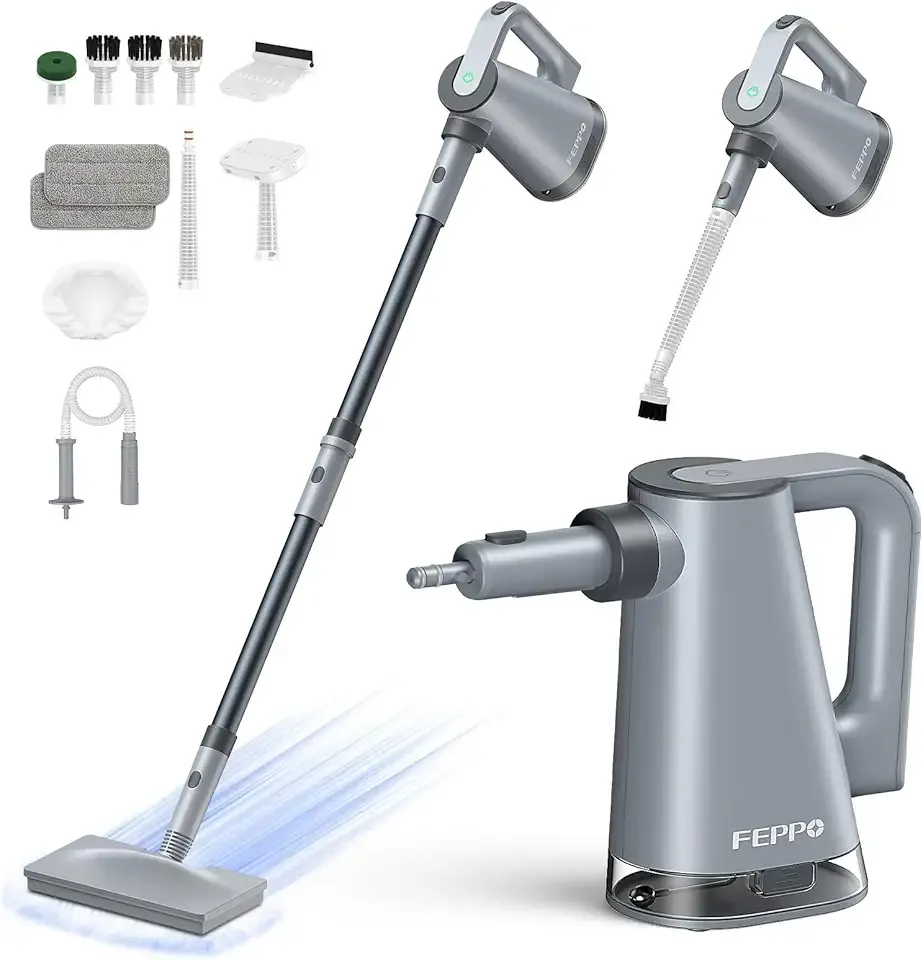 FEPPO Steam Mop & Detachable Handheld Steam Cleaner for Home and Floor Cleaning, 15s Heat-Up, 230°F Floor Steamer for Deep Cleaning with Multi-purpose Attachments Hardwood Floors, Tile,Grout,Furniture