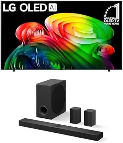 LG 83-Inch Class OLED B6 4K Smart TV (OLED83B6GUA, 2026) Bundle S80TR 5.1.3-Ch Soundbar, Dolby Atmos, Dolby Vision, Wow Orchestra, WOWCAST, Rear Speakers, Wireless Subwoofer