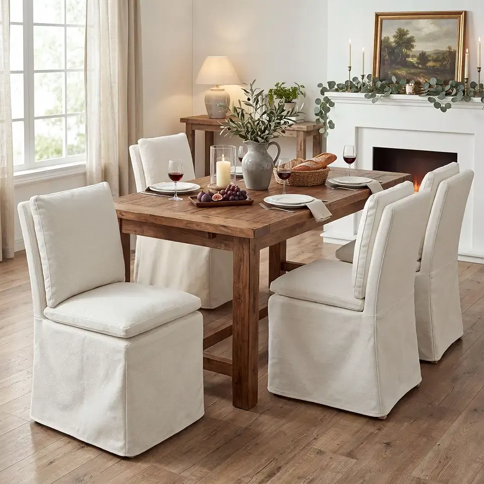 Dining Chairs Set of 4, Upholstered Skirted Kitchen Chairs