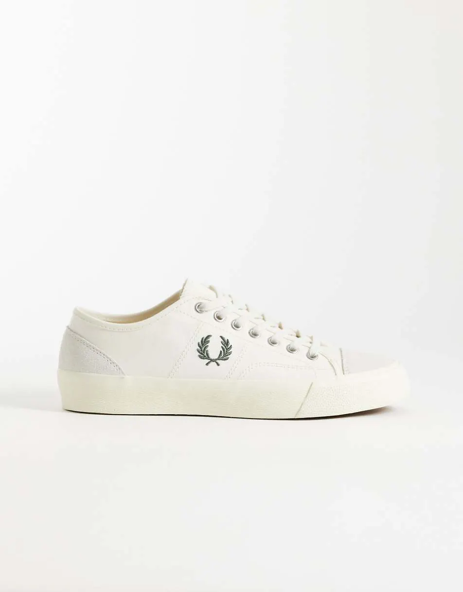 Fred Perry Hughes canvas and suede trainer in ecru
