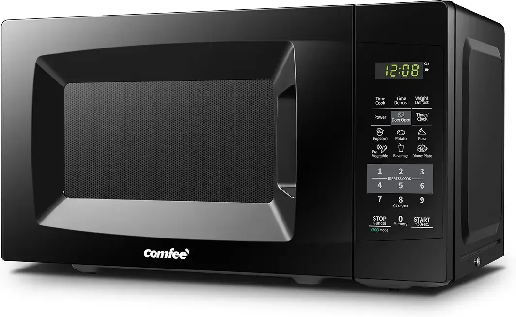 COMFEE' EM720CPL-PMB Countertop Microwave Oven with Sound On/Off, ECO Mode and Easy One-Touch Buttons, 0.7cu.ft, 700W, Black