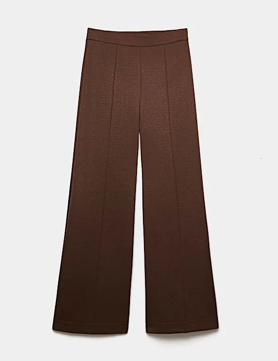 Hose aus Premium-Jersey mit weitem Bein und Ziernaht