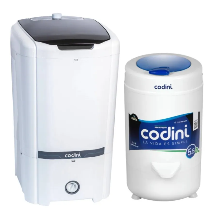 Combo Lavarropas Semiautomático QBICO 10 kg + Secarropas Centrífugo Advance...