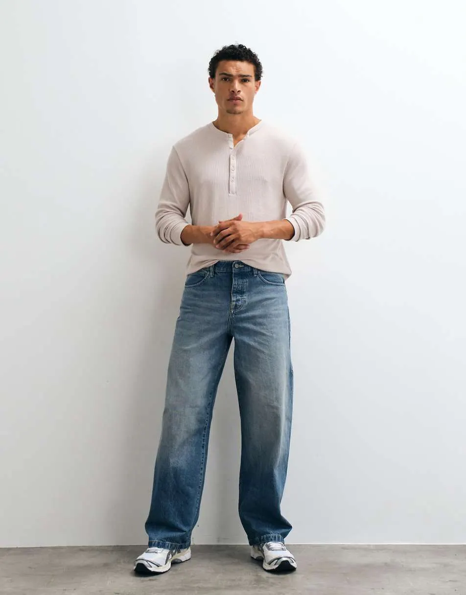 ASOS DESIGN baggy jeans in mid wash blue