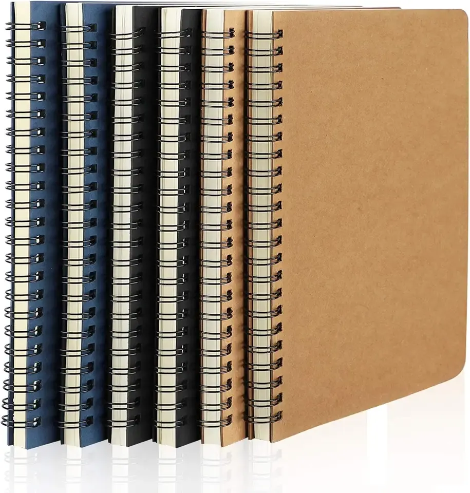 EUSOAR Students Ruled Spiral Notebook, A5 6 packs 5.5"X8.3" 120 Pages Lined Travel Writing Notebooks Journal, Memo Notepad Sketchbook, Students College Office Business Diary Book Journal-3 Colors