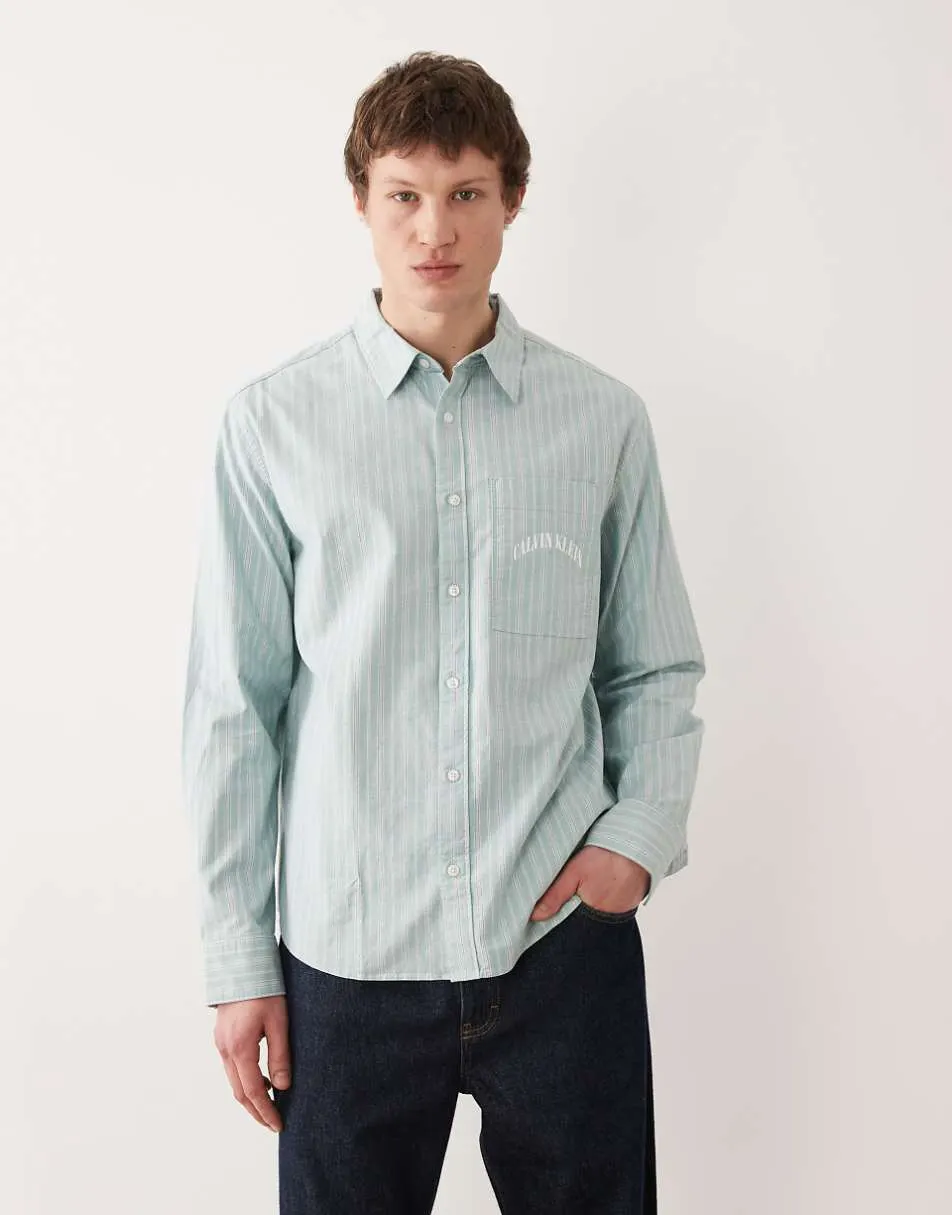 Calvin Klein Jeans oxford shirt in green stripe