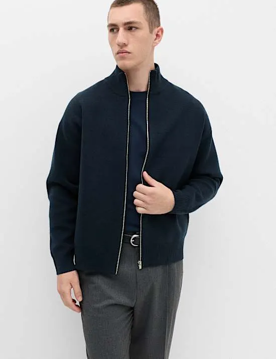 Relaxed Fit Zip Through Funnel Neck Jacket