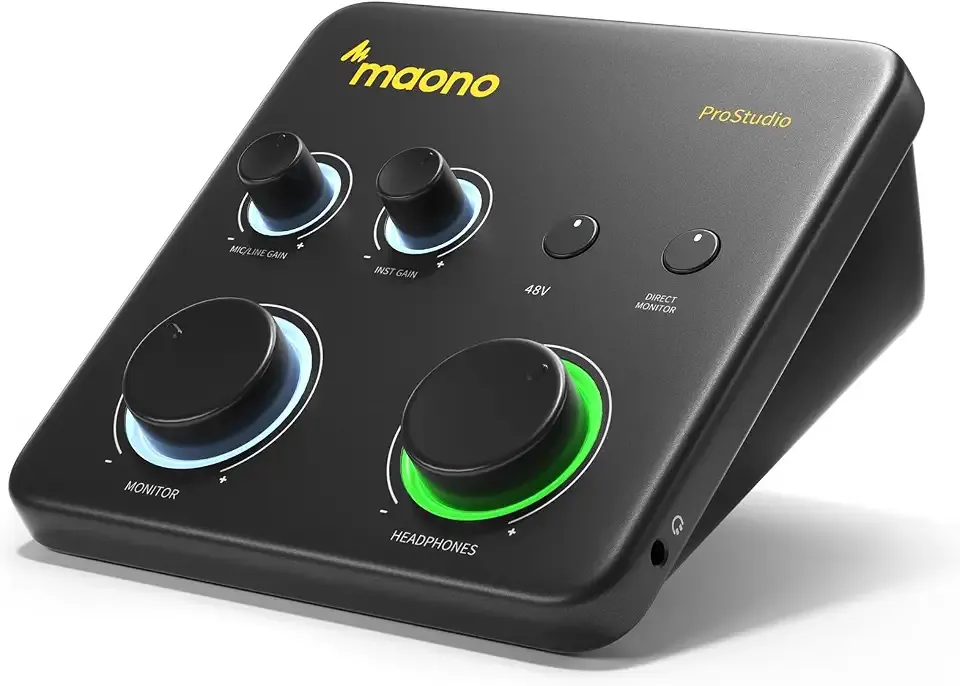 MAONO PS22 Lite USB Audio Interface for PC: Interface with XLR Input 24-bit/192kHz Routing Software LOOPBACK ASIO Driver for Recording Music, Home-Studio, Guitar, Podcast, Streaming, DAW(Black)