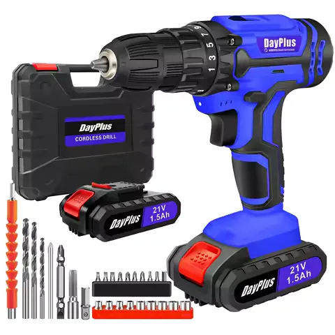 Cordless Drill Kit Electric Screwdriver Kit, 45Nm Cordless Combination Drill, LED Work Light, Home and Garden DIY Project Kit