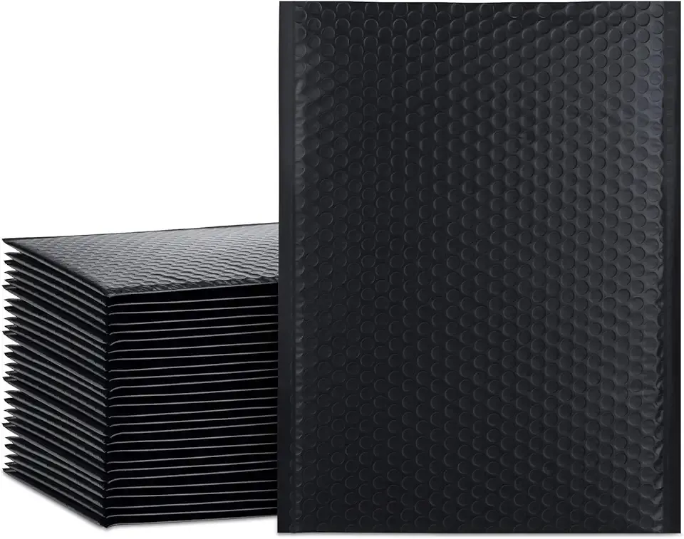 UCGOU Bubble Mailers 10.5x16 Inch Black 25 Pack Poly Padded Envelopes Large #5 Mailing Packages Opaque Packaging Postal Self Seal Adhesive Waterproof Boutique Shipping Bags for Clothes