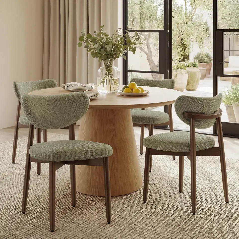 VASAGLE Wooden Dining Chairs Set of 4, Upholstered Kitchen Chairs