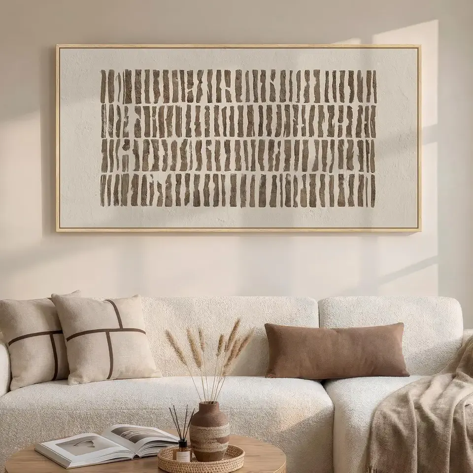 Large Framed Neutral Abstract Wall Art for Living Room, Horizontal 30x60 In | Wabi Sabi beige pictures, Canvas prints, Modern minimalist paintings, Artwork for walls, Wall decor for bedroom dining office
