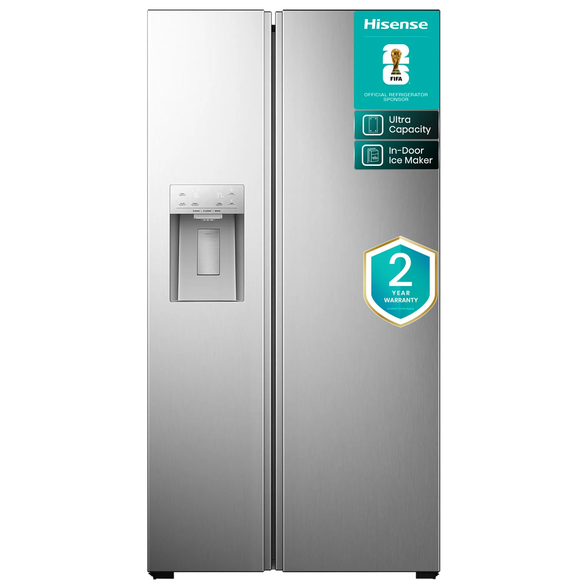 Hisense 29.1-cu ft Standard-Depth 36-in Wide Side-by-Side Refrigerator with Ice Maker ,Water and Ice Dispenser ( Stainless steel )
