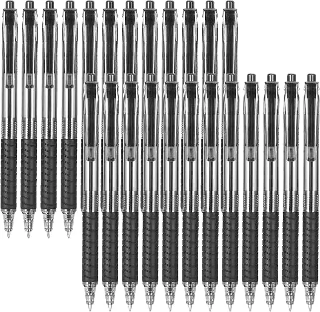 Sooez 24 Pack Bulk Pens Ballpoint, Smooth Writing Pens with Soft Grip, Retractable Black Ink Pens, Medium Point 1.0mm Pen for Journaling, Ballpoint Pen Office Supplies for Nurse, Server, Note Taking