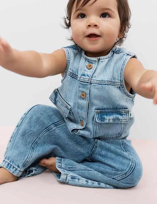 Denim-Gilet aus reiner Baumwolle (0–2 J.)