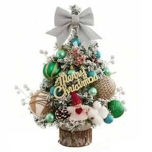 Decoración navideña con luces - Mini árbol artificial de 45 cm con luces LED cálidas - 20 LED, ideal para mesa, escritorio o estantería