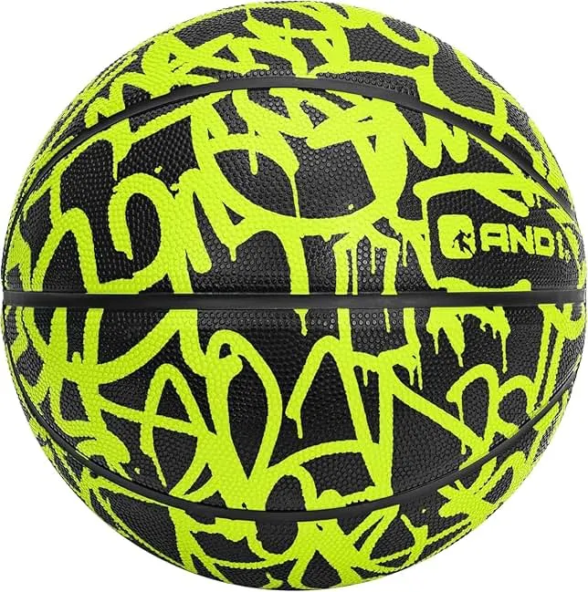 AND1 Fantom Graffiti Rubber Basketball - Streetball for Indoor and Outdoor Use, Deep Channel Construction and Durability
