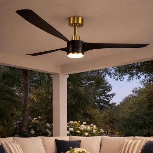 Patriot Lighting® Lyra 60" Matte Black Indoor/Outdoor LED Ceiling Fan with Remote