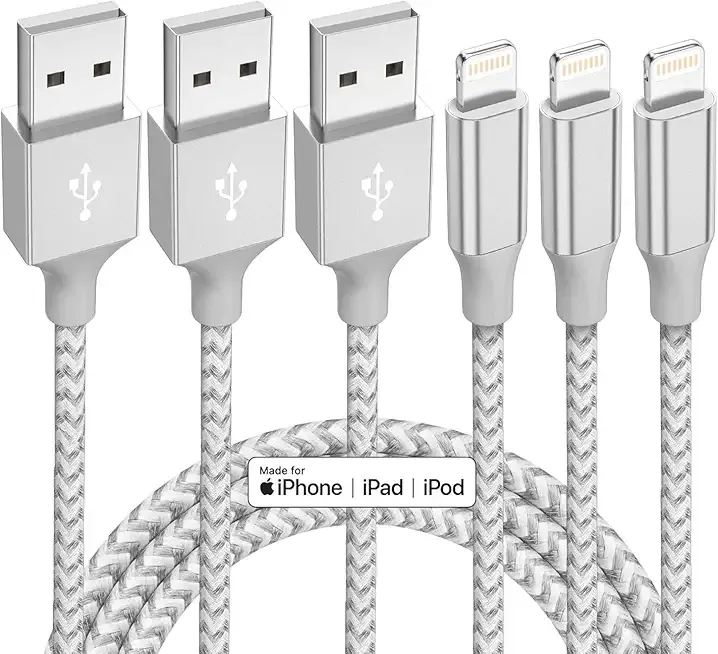 iPhone Charger 3 Pack 10 ft Apple MFi Certified Lightning Nylon Braided Cable Fast Charging Cord Compatible with iPhone 13 12 11 Pro Max XR XS X 8 7 6 Plus SE iPad and More