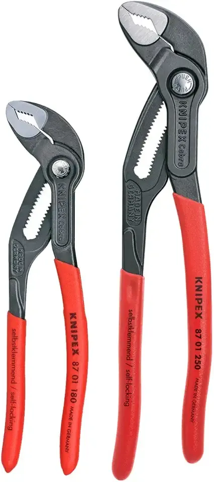 KNIPEX Tools - 2 Piece Cobra Pliers Set (87 01 180 & 87 01 250) (003120V01US), Red
