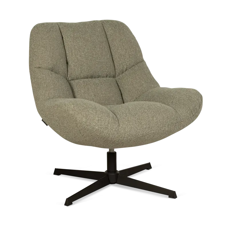 Draaifauteuil James - stof Lodge Thyme - blokpatroon - poot zwart