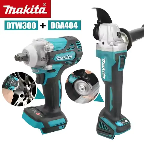 Makita DTW300 DGA404 Cordless Combo Set,18V Lithium Battery,580N.m Wrench & 680W 125mm Angle Grinder