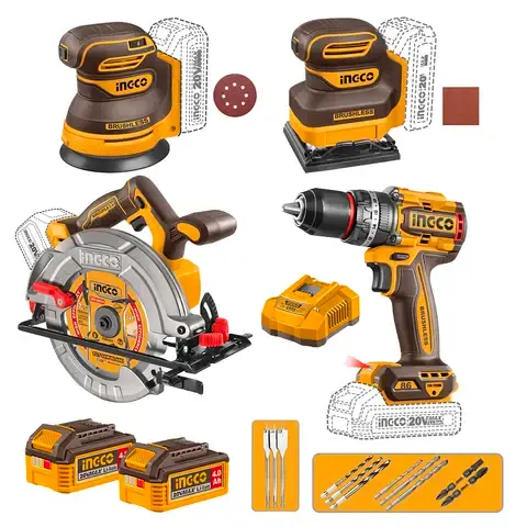 SET SIERRA CIR + TALADRO PE+LIJADORA ROT Y ORB +2BAT/CARG