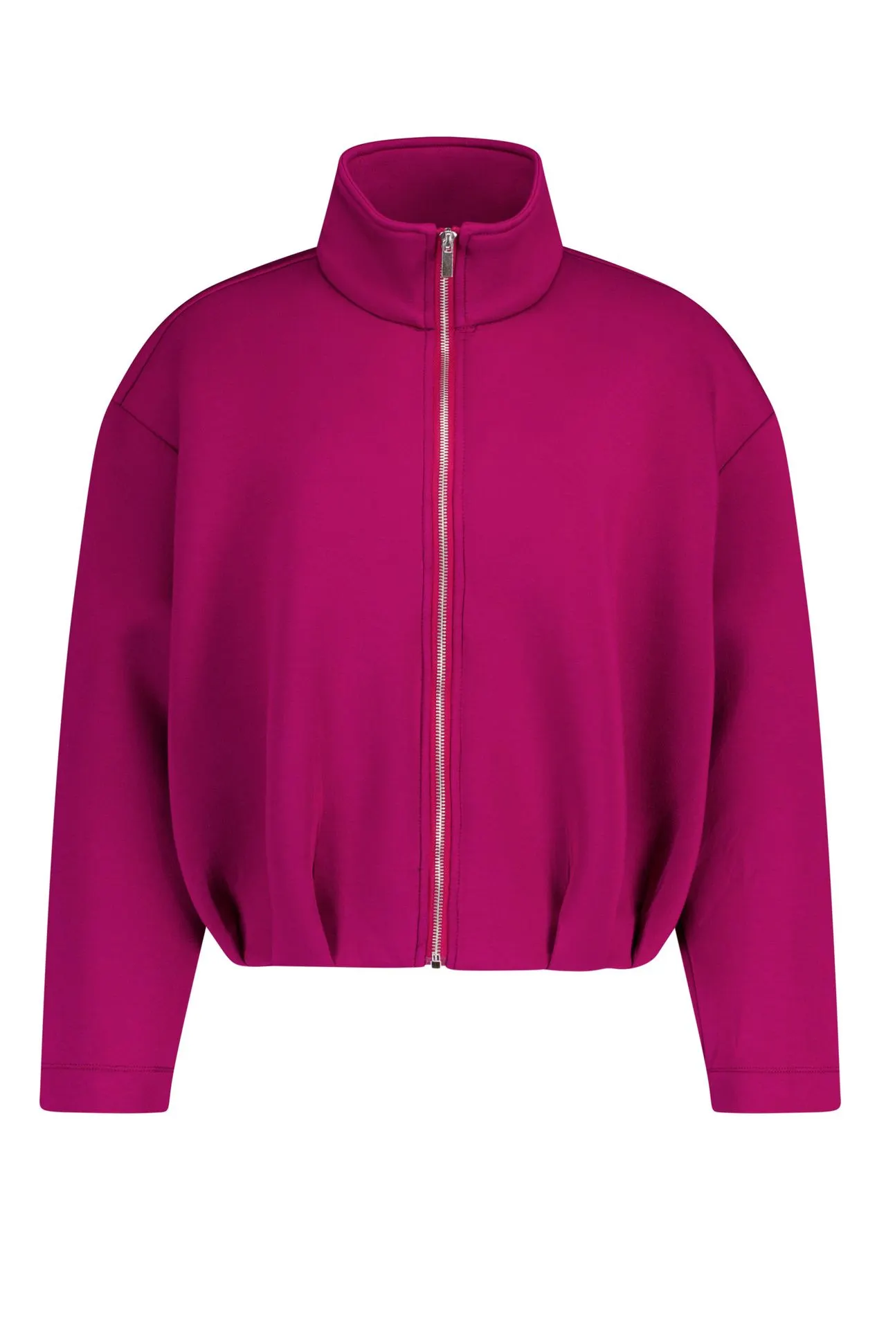 Roze vest met hoge kraag