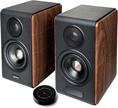Edifier S880DB MKII Hi-Fi Bookshelf Speakers, Premium 2.0 Active Speaker System, 88W RMS, Hi-Res Audio with LDAC, Bluetooth/USB-C/Optical/Coaxial/RCA Input, Subwoofer Output, Dark Wood Edifier S880DB MKII Hi-Fi Bookshelf Speakers, Premiu…