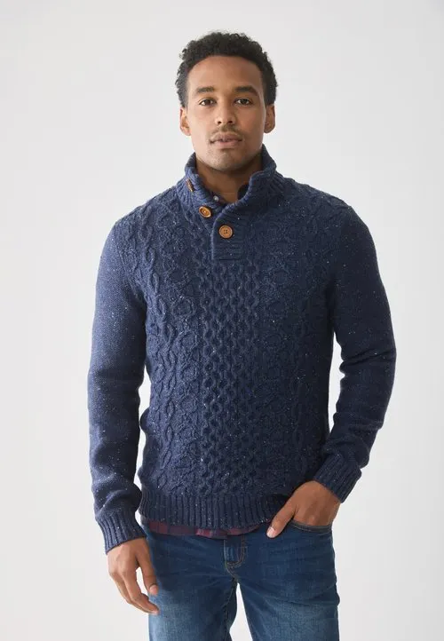 Strikkegenser - mottled dark blue